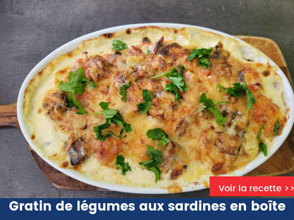 Gratin de légumes aux sardines en boîte
